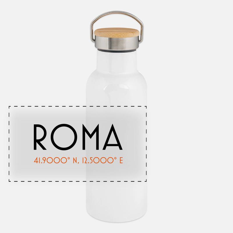 roma coordinates rome Panorama Thermosflasche mit Bambusdeckel
