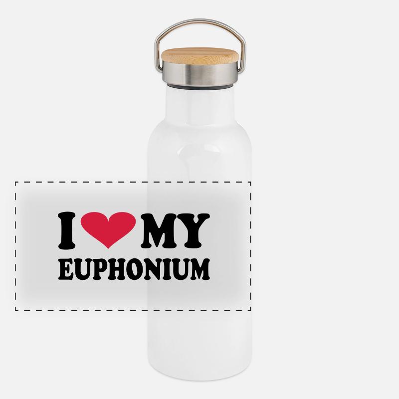 I Love My EUPHONIUM Panorama Thermosflasche mit Bambusdeckel