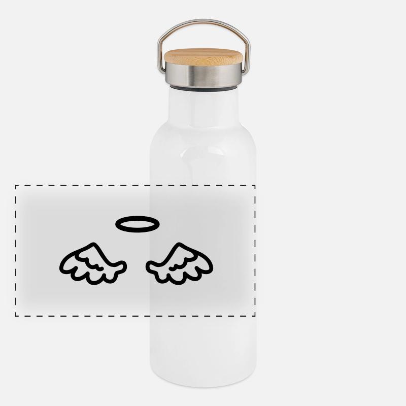 Engelsflügel - line Panorama Thermosflasche mit Bambusdeckel