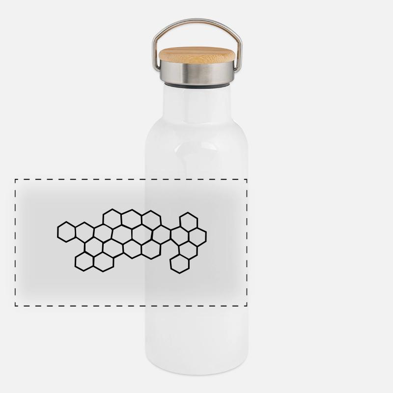 bienenwaben Panorama Thermosflasche mit Bambusdeckel