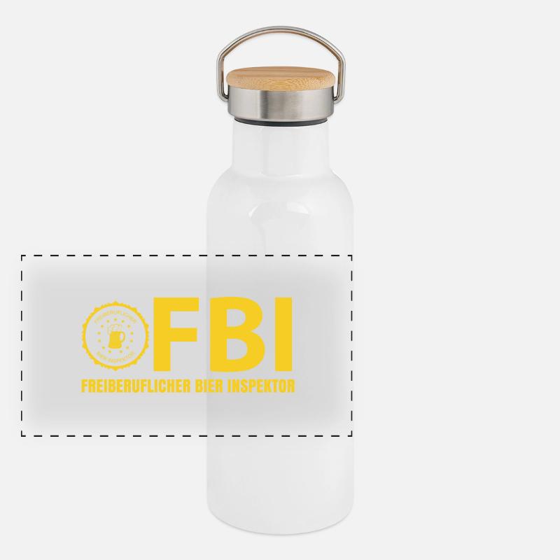 FBI Bier Inspektor Panorama Thermosflasche mit Bambusdeckel
