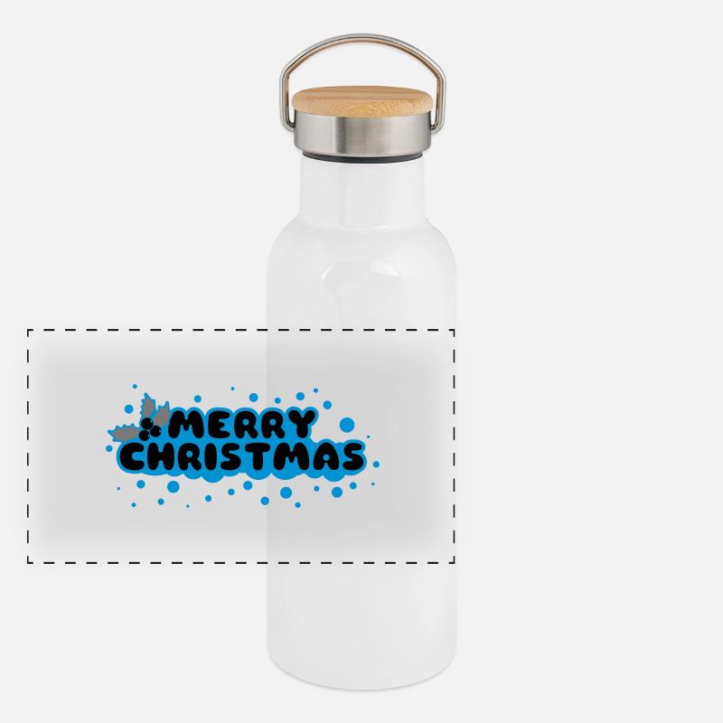 Merry Christmas Panorama Thermosflasche mit Bambusdeckel