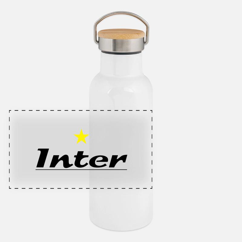 inter_02 - Gourde isotherme avec bouchon en bambou - blanc