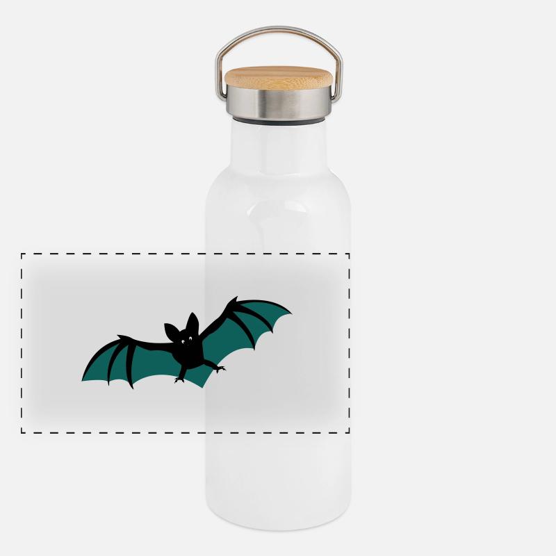 Fledermaus Panorama Thermosflasche mit Bambusdeckel