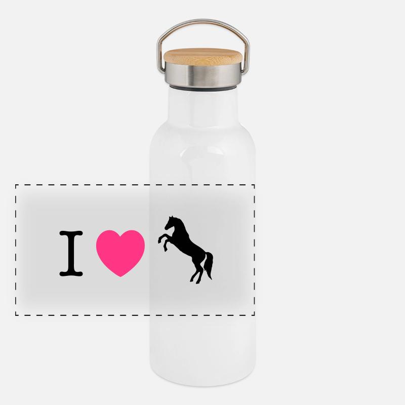 J'aime les chevaux - cheval sauvage Gourde isotherme avec bouchon en bambou