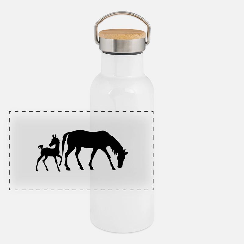 Mare and foal Panoramic Thermal Bottle with Bamboo Lid