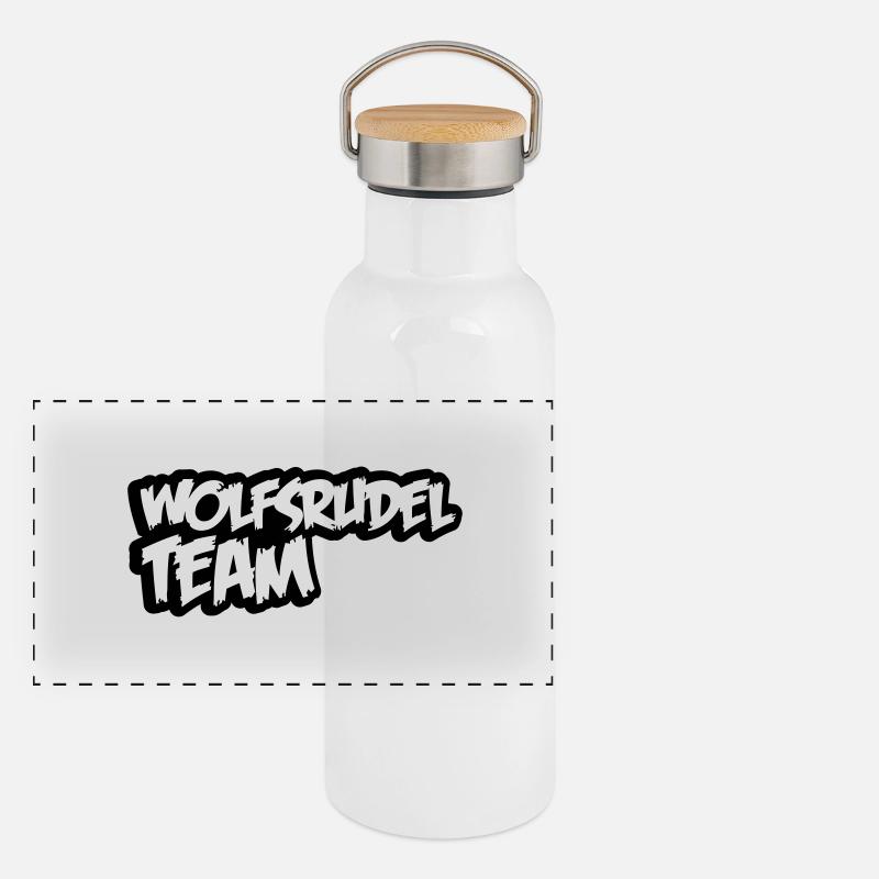 wolfsrudel_team Panorama Thermosflasche mit Bambusdeckel