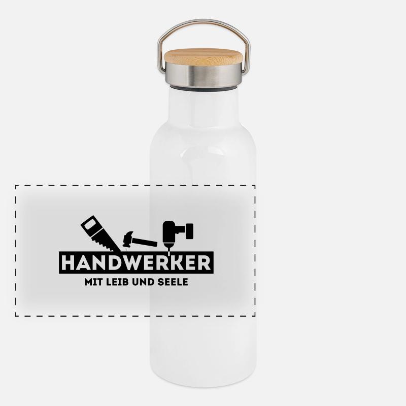 Handwerker mit Leib und Seele Panorama Thermosflasche mit Bambusdeckel