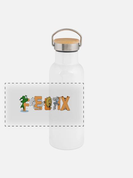 Felix - Panorama Thermosflasche mit Bambusdeckel - Weiß