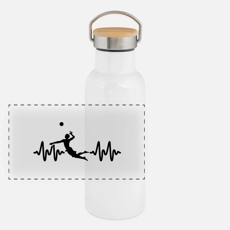 beach volley Panorama Thermosflasche mit Bambusdeckel