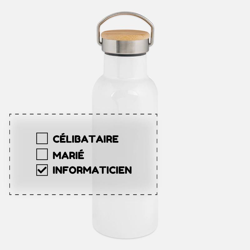 Computer Engineer Informatiker Informaticien Panoramic Thermal Bottle with Bamboo Lid