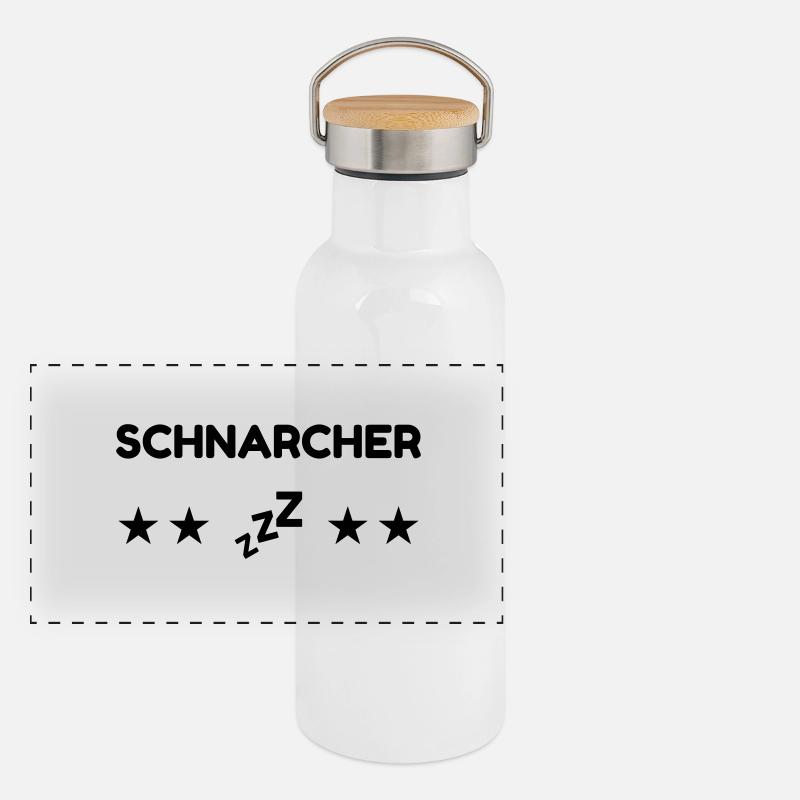 Schnarchen / Schnarcher / Schlaf / Schnarcherin Panorama Thermosflasche mit Bambusdeckel