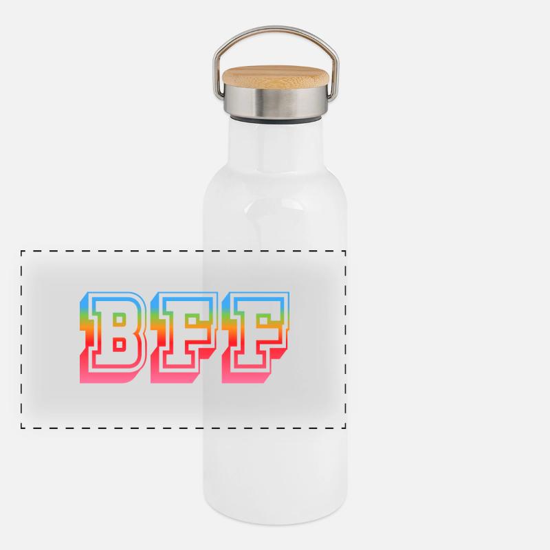 BFF Tshirt rainbowstar - Panorama Thermosflasche mit Bambusdeckel - Weiß