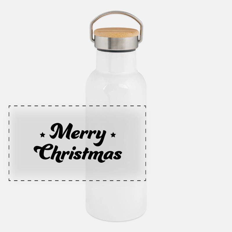 Merry Christmas asterisk black Panoramic Thermal Bottle with Bamboo Lid