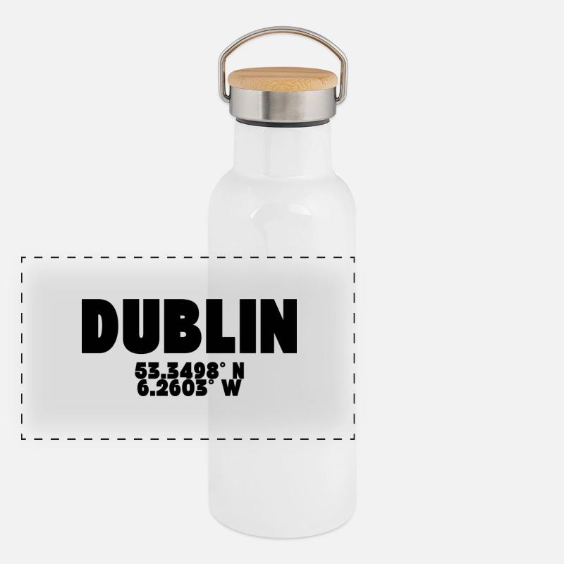 Dublin - Design avec coordonnées Gourde isotherme avec bouchon en bambou