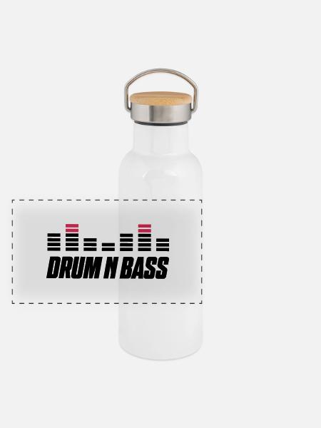 drum bass - Panorama Thermosflasche mit Bambusdeckel - Weiß - Vorne