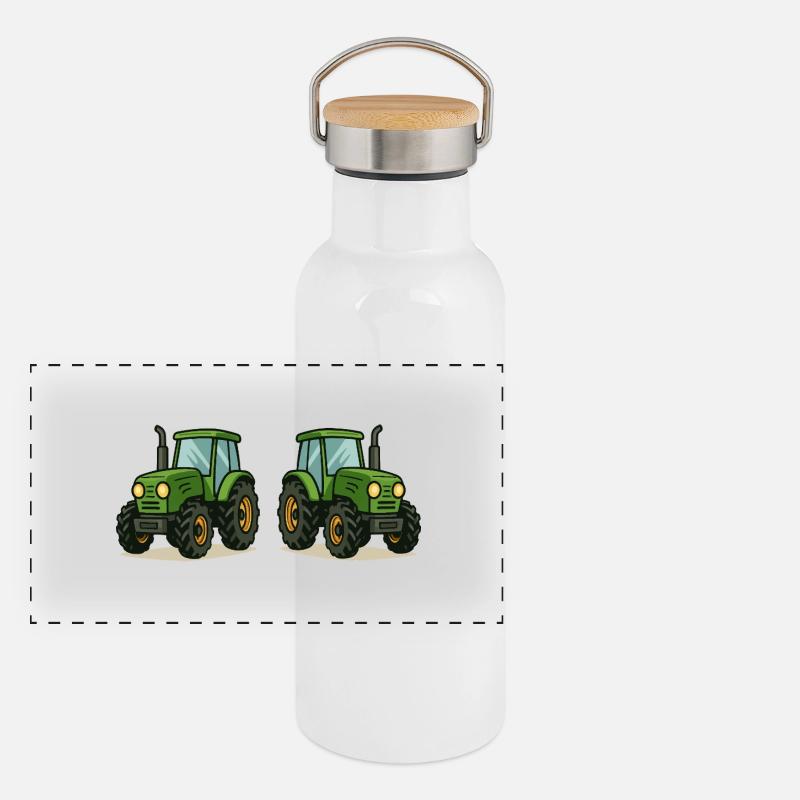 Tracteur 2 Gourde isotherme avec bouchon en bambou