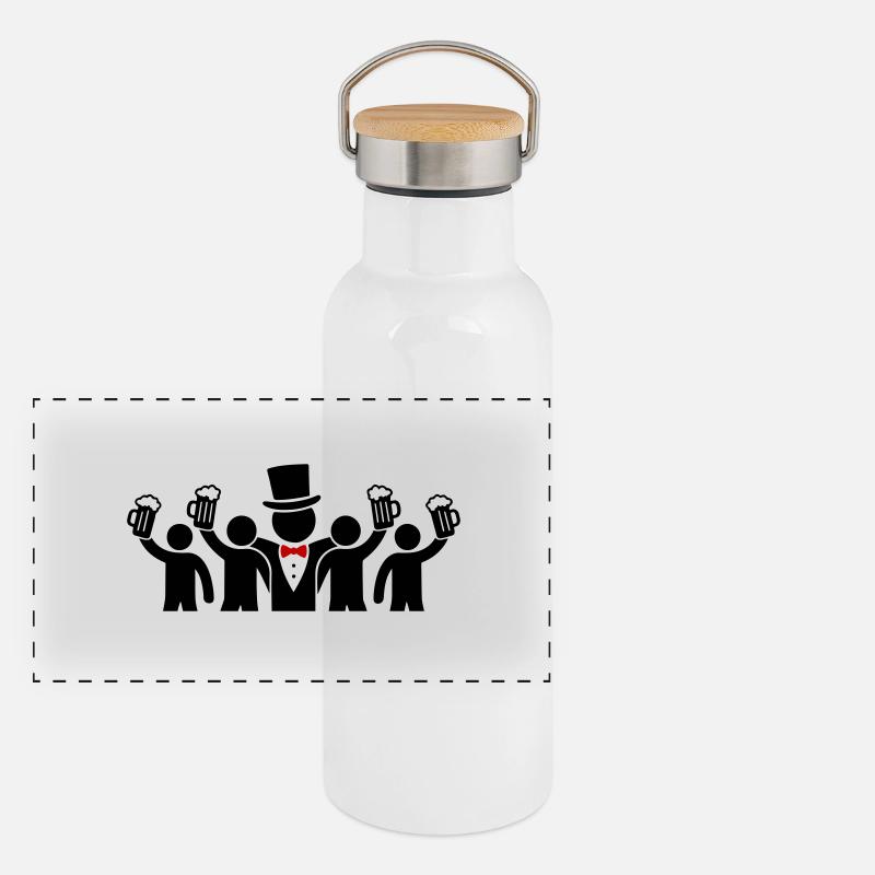Bräutigam Crew Junggesellen Panorama Thermosflasche mit Bambusdeckel