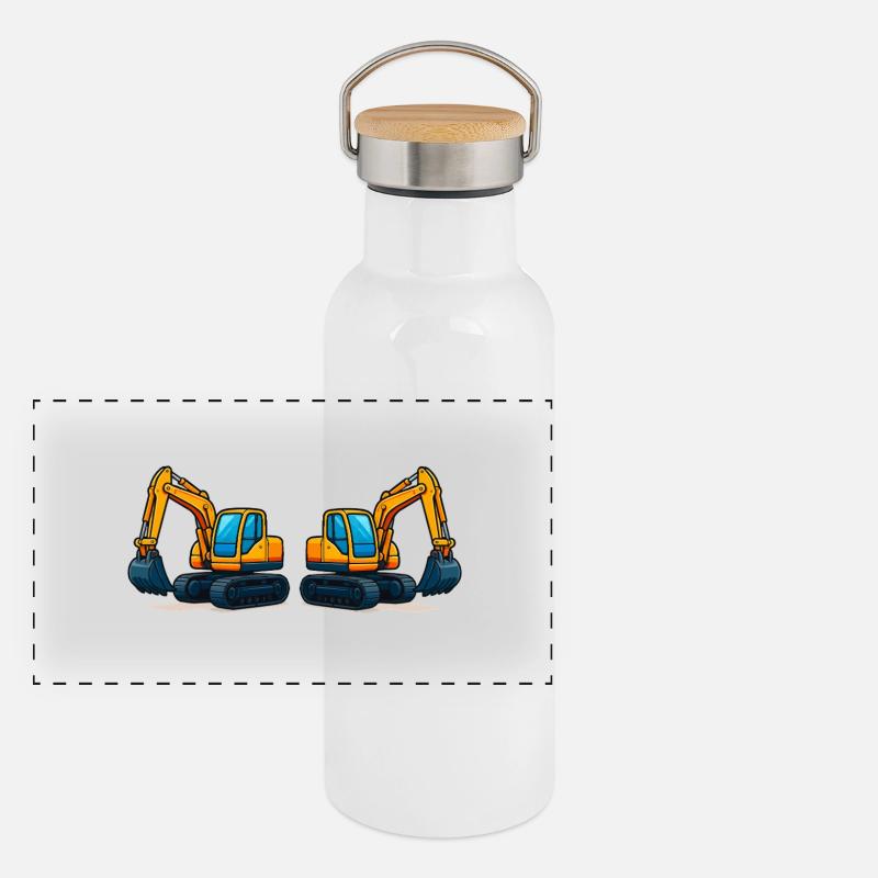 bagger comic 2 Panorama Thermosflasche mit Bambusdeckel