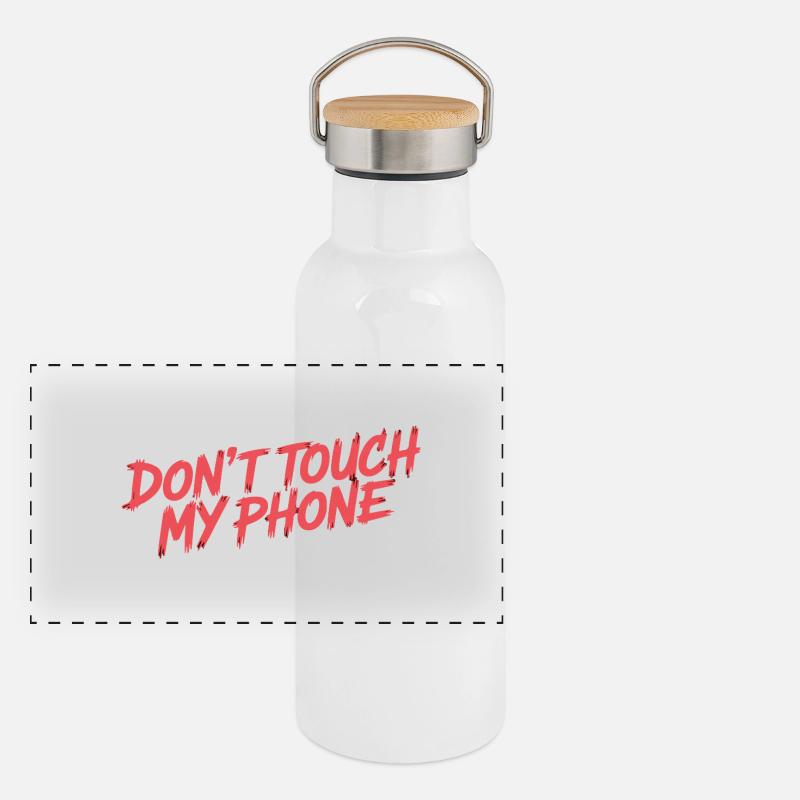 DON'T TOUCH MY PHONE Panoramic Thermal Bottle with Bamboo Lid