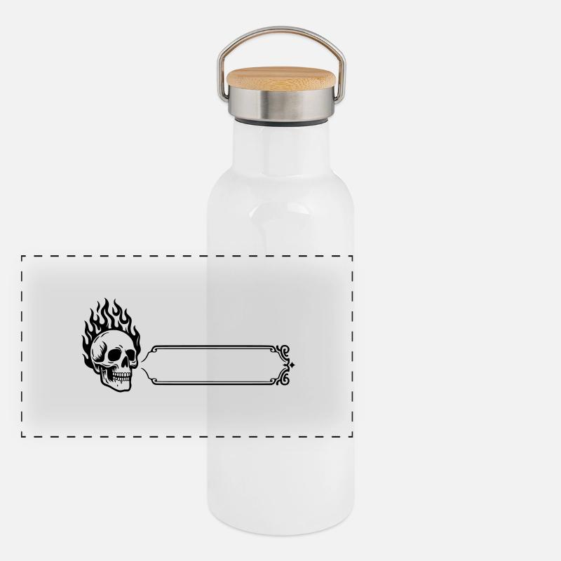 Skull - Surname, first name Panoramic Thermal Bottle with Bamboo Lid