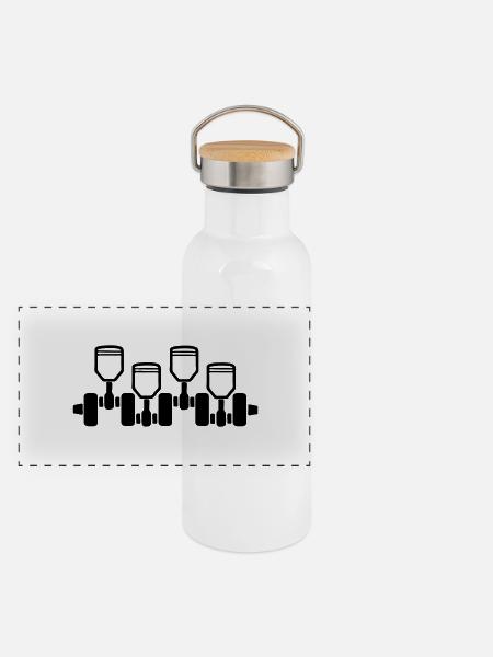 engine_2 - Panoramic Thermal Bottle with Bamboo Lid - white - Front