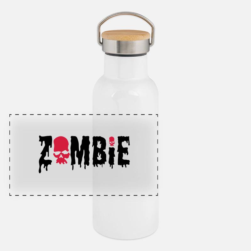 zombie + skull Gourde isotherme avec bouchon en bambou