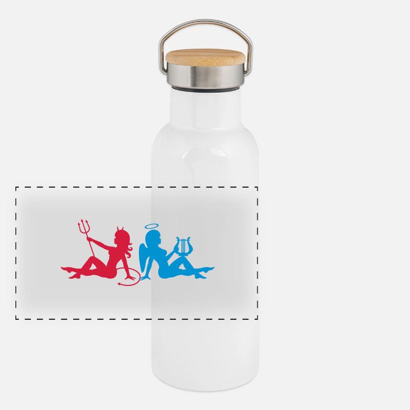 Engel, Teufel, Panorama Thermosflasche mit Bambusdeckel
