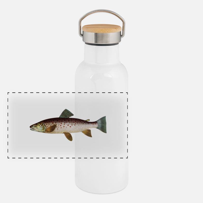Forelle Panorama Thermosflasche mit Bambusdeckel