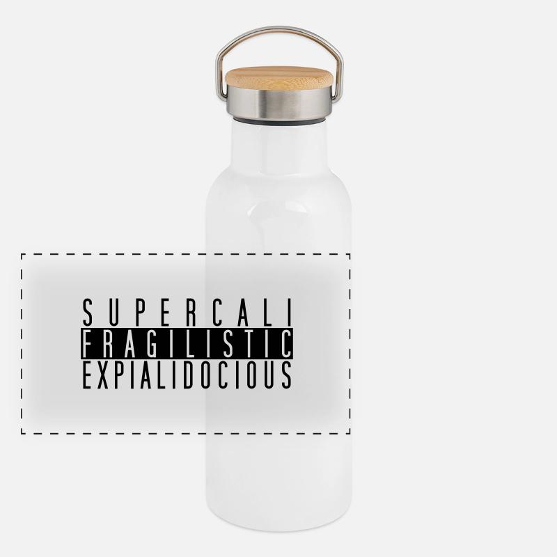 Supercalifragilisticexpialidocious Panorama Thermosflasche mit Bambusdeckel