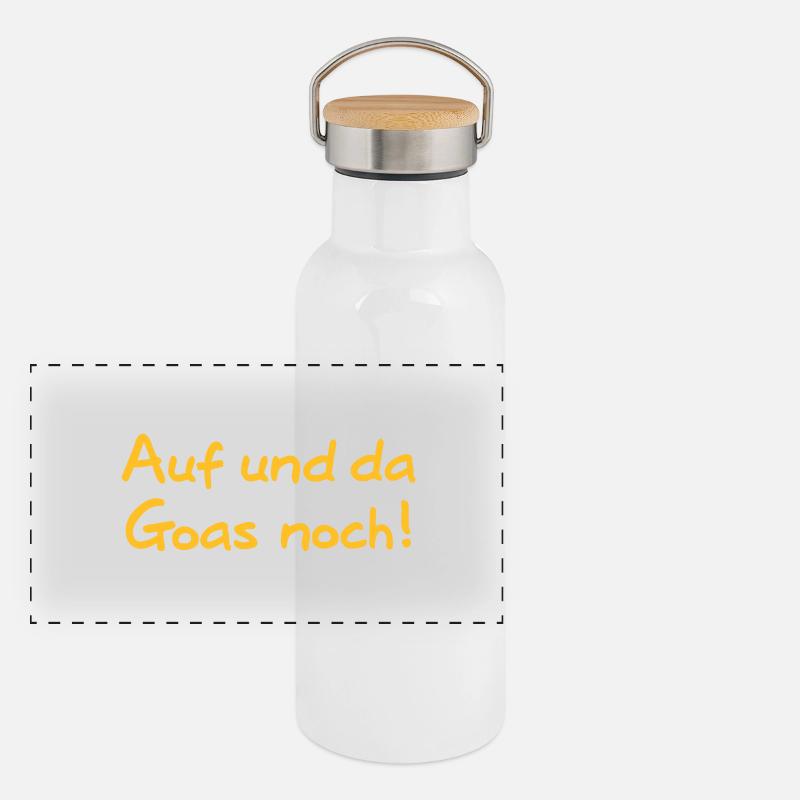 Auf und da Goas noch Panorama Thermosflasche mit Bambusdeckel
