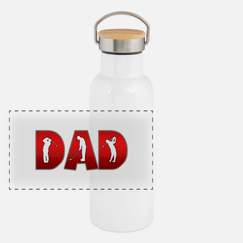 Golf Golf Golfeur DAD Gourde isotherme avec bouchon en bambou