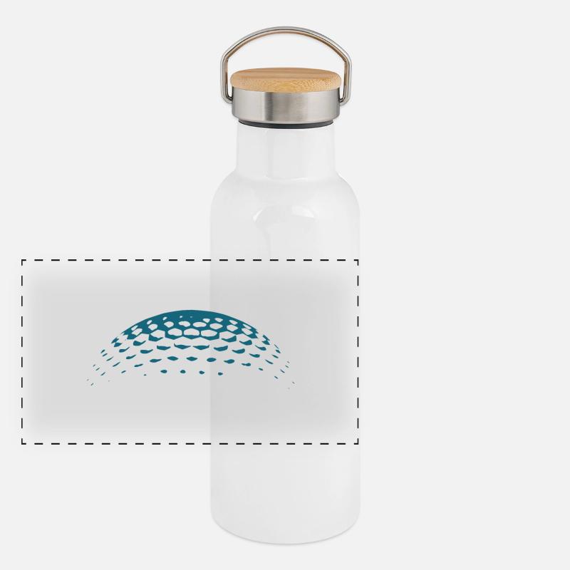 Golf ball on blue Panoramic Thermal Bottle with Bamboo Lid