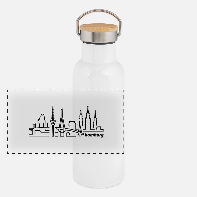 hamburg_lines Panorama Thermosflasche mit Bambusdeckel