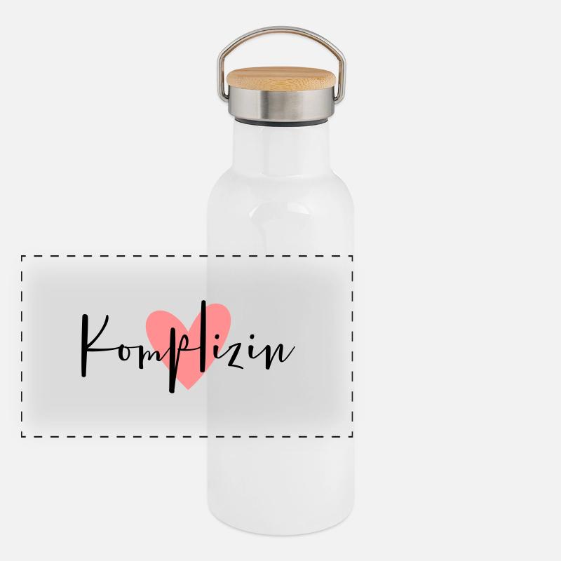 Komplizin rosa Herz Freundin Partnerin - Panorama Thermosflasche mit Bambusdeckel - Weiß