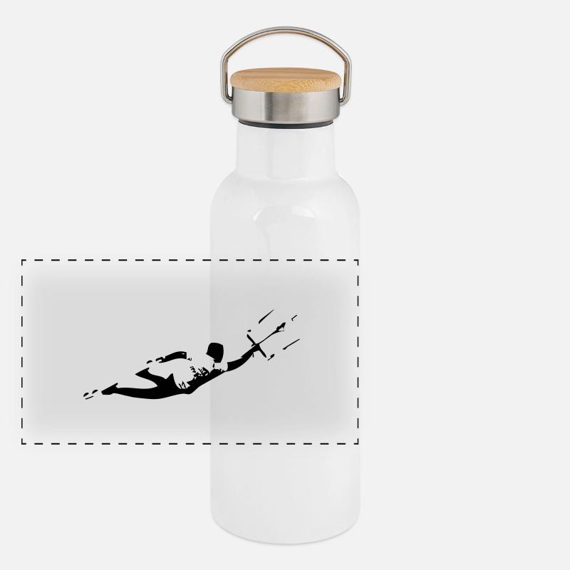 Unhooked Kitesurfing Panorama Thermosflasche mit Bambusdeckel