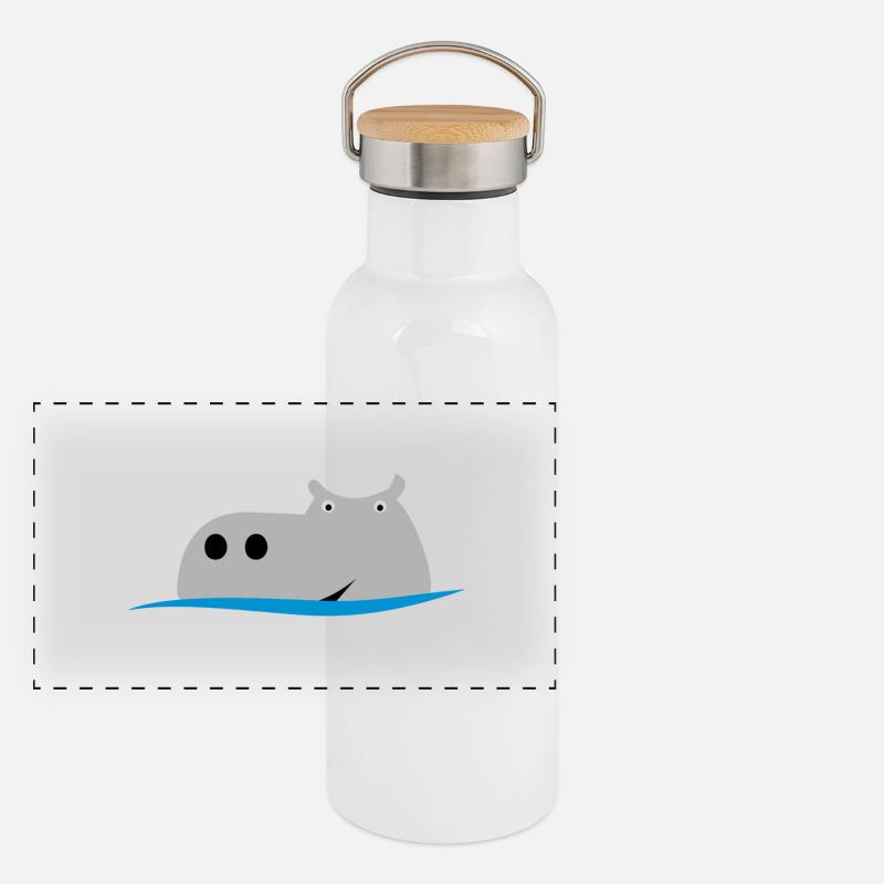 Hippopotames Gourde isotherme avec bouchon en bambou