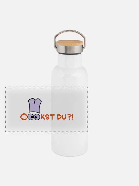 Cook st Du? - Panorama Thermosflasche mit Bambusdeckel - Weiß