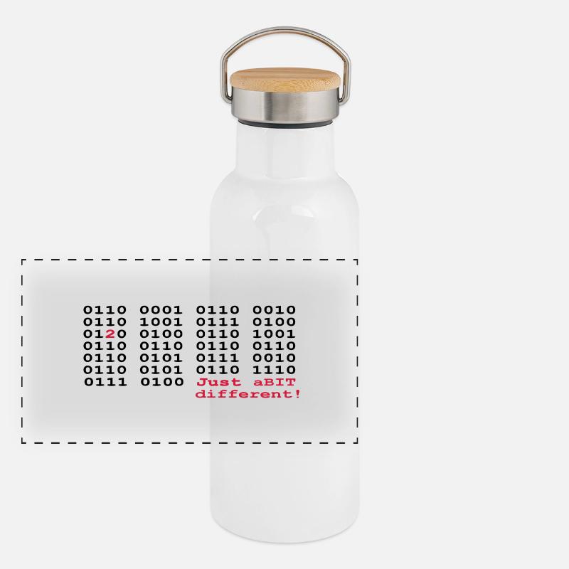 just a BIT different (2) - Panorama Thermosflasche mit Bambusdeckel - Weiß