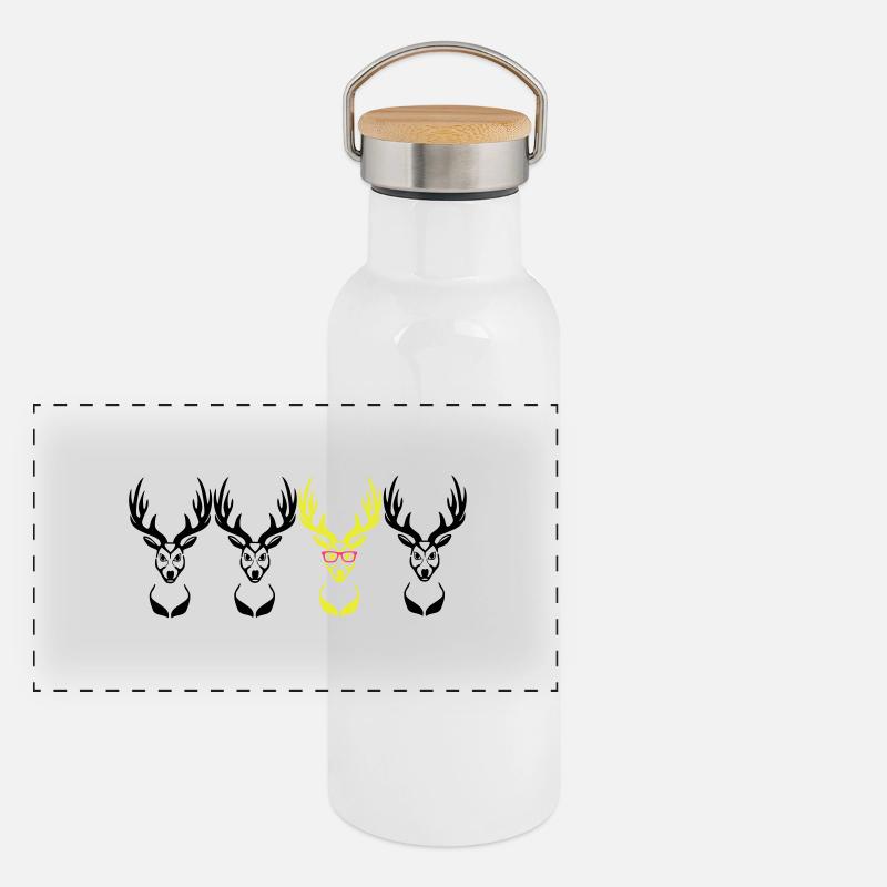 Be different! Deer head Nerd Geek 3c Panoramic Thermal Bottle with Bamboo Lid