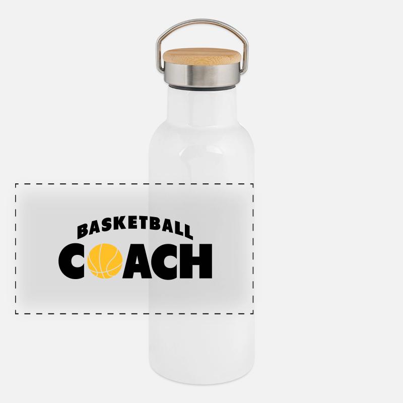 basketball coach Gourde isotherme avec bouchon en bambou
