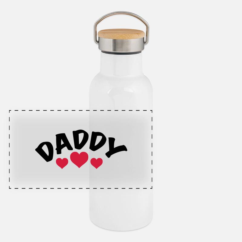 Dad / Daddy / Papa / Herz / i love my dad 2c Panorama Thermosflasche mit Bambusdeckel