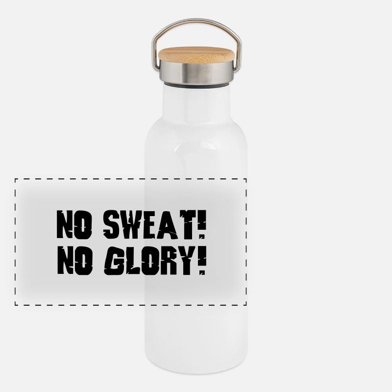 no sweat no glory Gourde isotherme avec bouchon en bambou