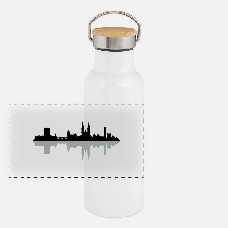 Skyline Basel Panorama Thermosflasche mit Bambusdeckel