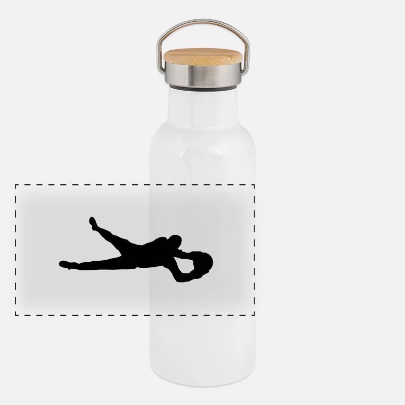 torwart Panorama Thermosflasche mit Bambusdeckel