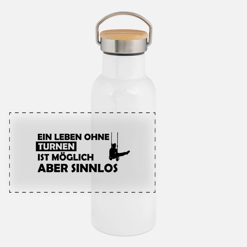 ein leben ohne turnen Panorama Thermosflasche mit Bambusdeckel