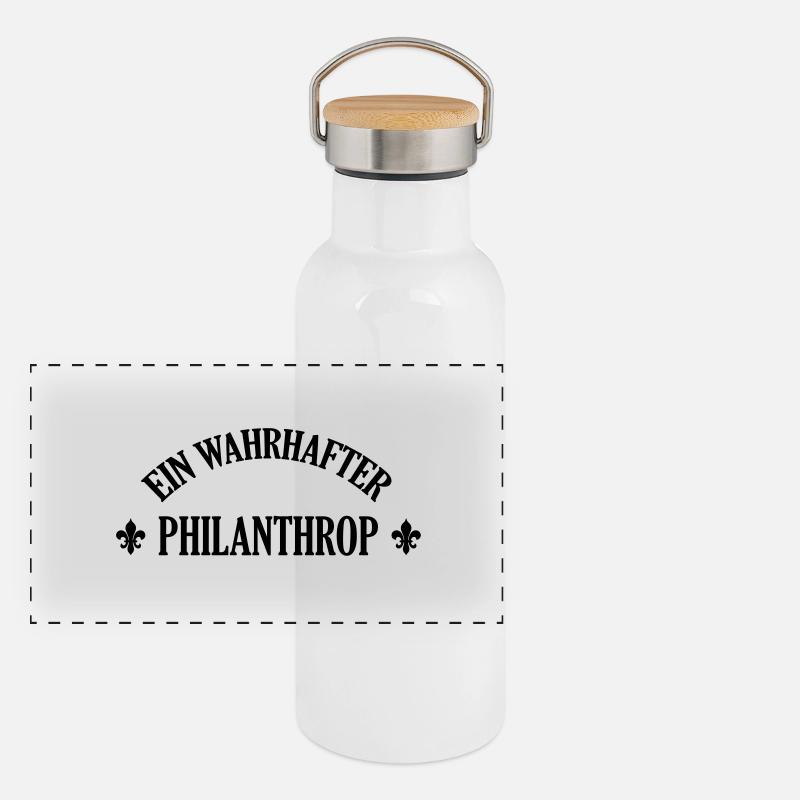 Philanthrop Philanthropin Menschenfreund Moral Panorama Thermosflasche mit Bambusdeckel