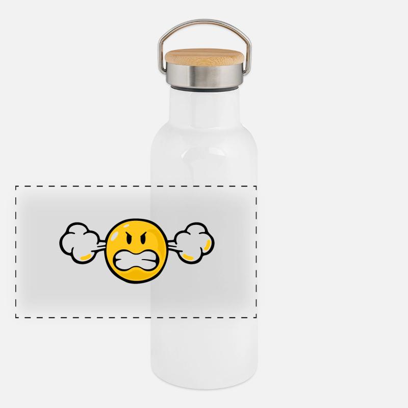 Smiley Anger Fuming Panoramic Thermal Bottle with Bamboo Lid
