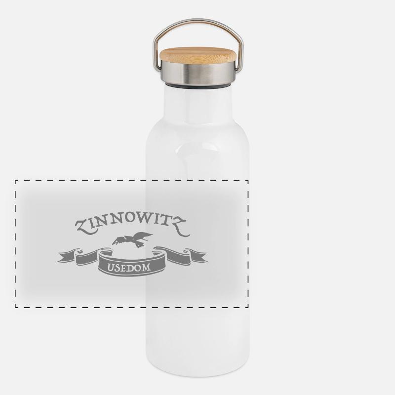 Zinnowitz Usedom Ostsee Panorama Thermosflasche mit Bambusdeckel