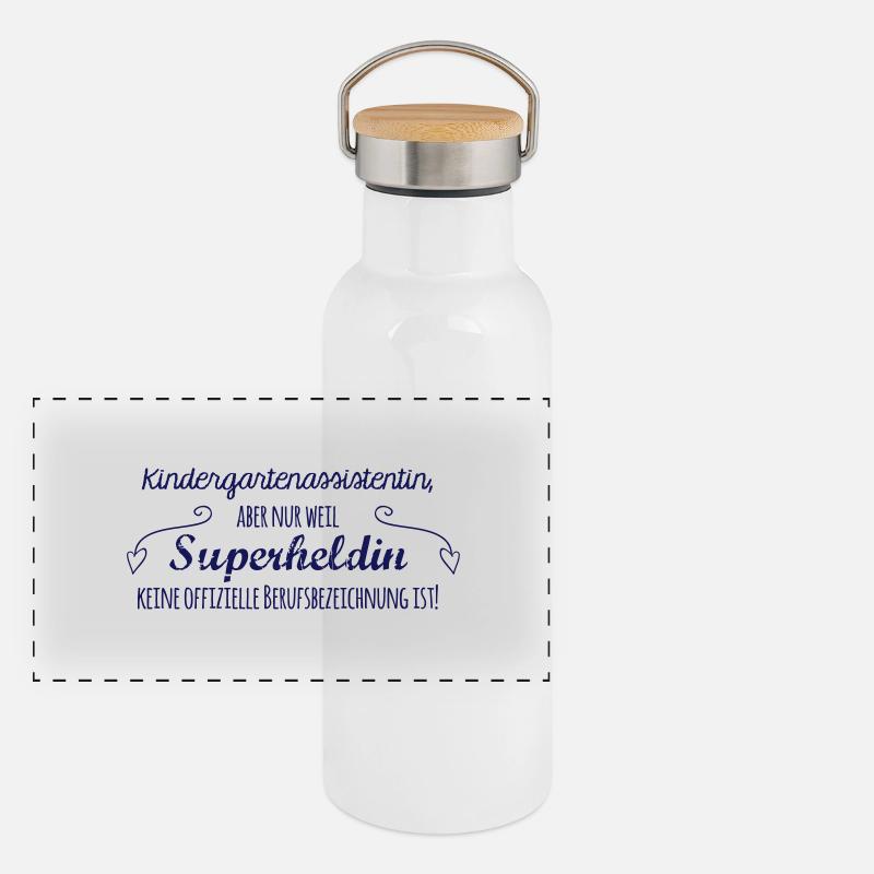 Kaffeetasse: Kindergartenassistentin Panorama Thermosflasche mit Bambusdeckel